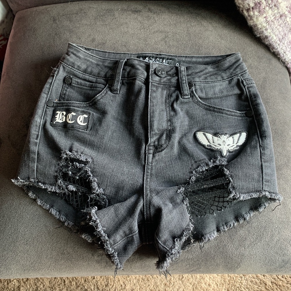 Blackcraft cult pentagram kitty shorts